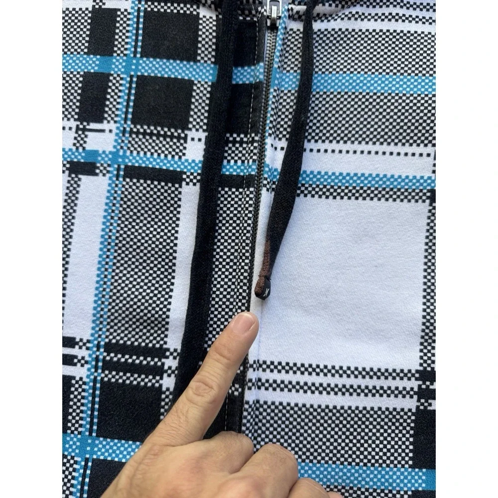 Hurley Heavyweight Plaid Zip Up Hoodie Jacket Skater Y2K Surfer Checkered (XL)